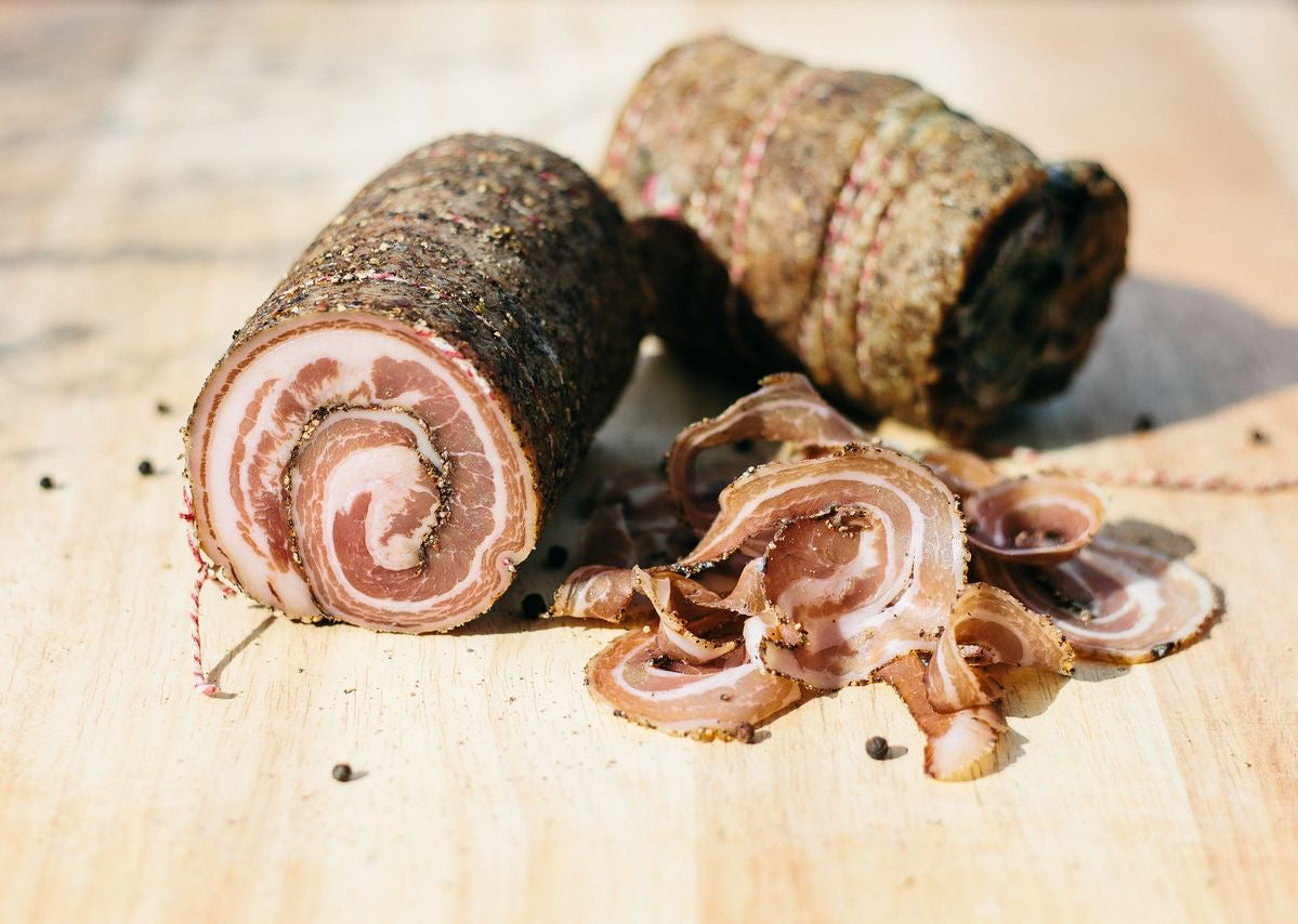 Artisan rolled bacon from Irpinia