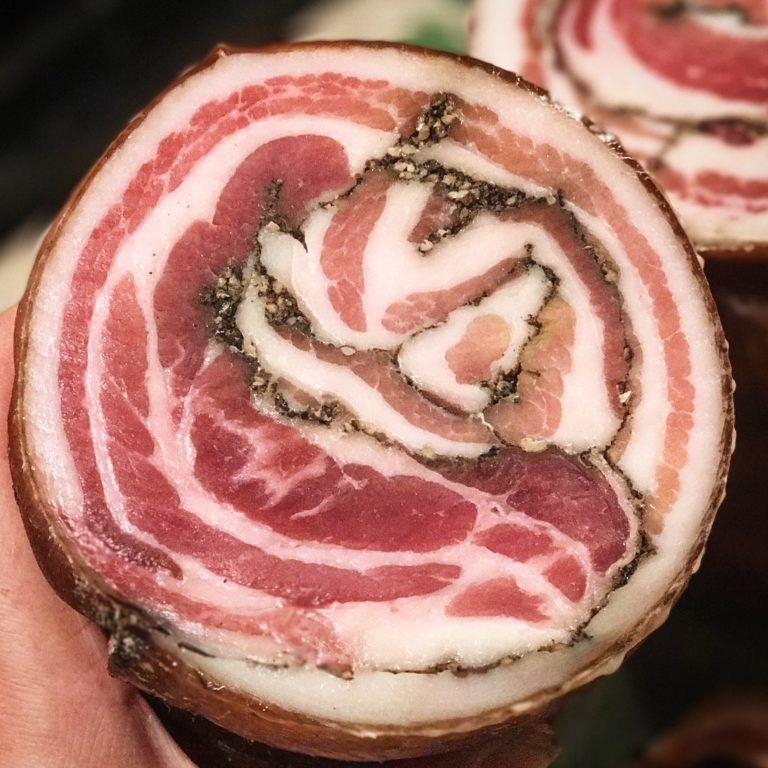 Artisan rolled bacon from Irpinia